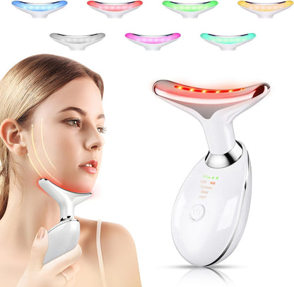 EMS neck and face lifter lifestyle image showing LED color modes